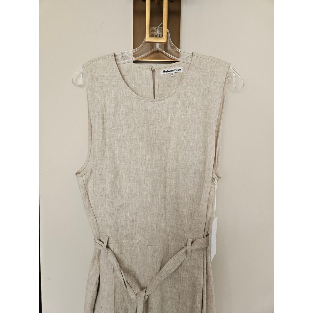 Reformation Women's Naomi Linen Jumpsuit Beige Natural NWT Size 12 - Picture 6 of 16